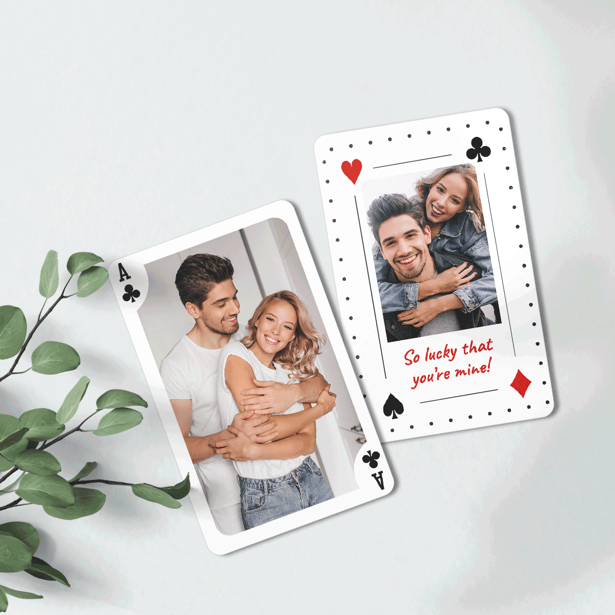 Card aluminiu personalizat față-verso cu poze și mesaj - Carte de joc