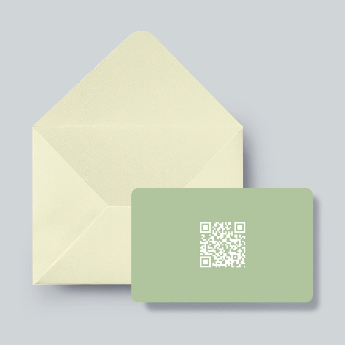 Card aluminiu personalizat față-verso cu text și cod QR - Thank you card