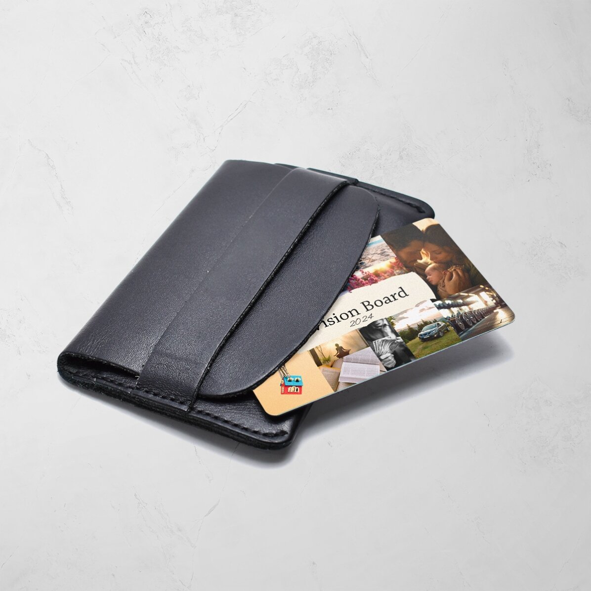 Card aluminiu personalizat față-verso cu text și două poze - Vision Board