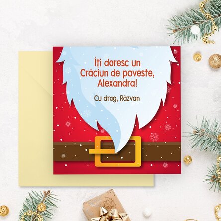 Card pătrat personalizat cu mesaj - Moș Crăciun