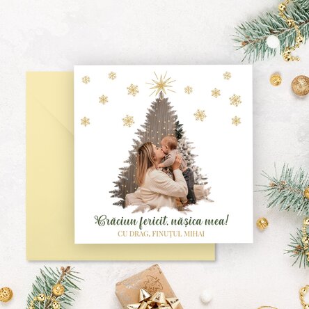 Card pătrat personalizat cu poză și mesaj - Crăciun fericit!