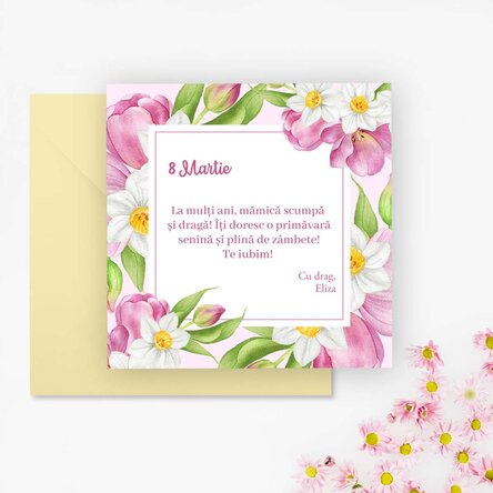 Card pătrat personalizat cu text - 8 Martie