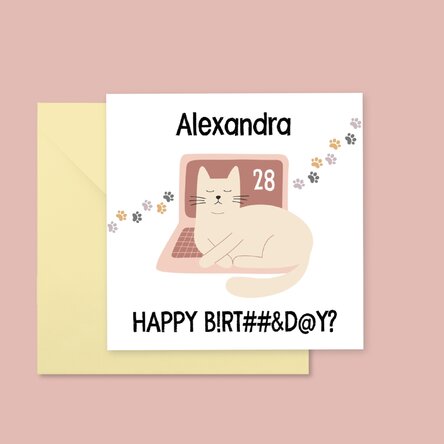 Card pătrat personalizat cu text - Cat