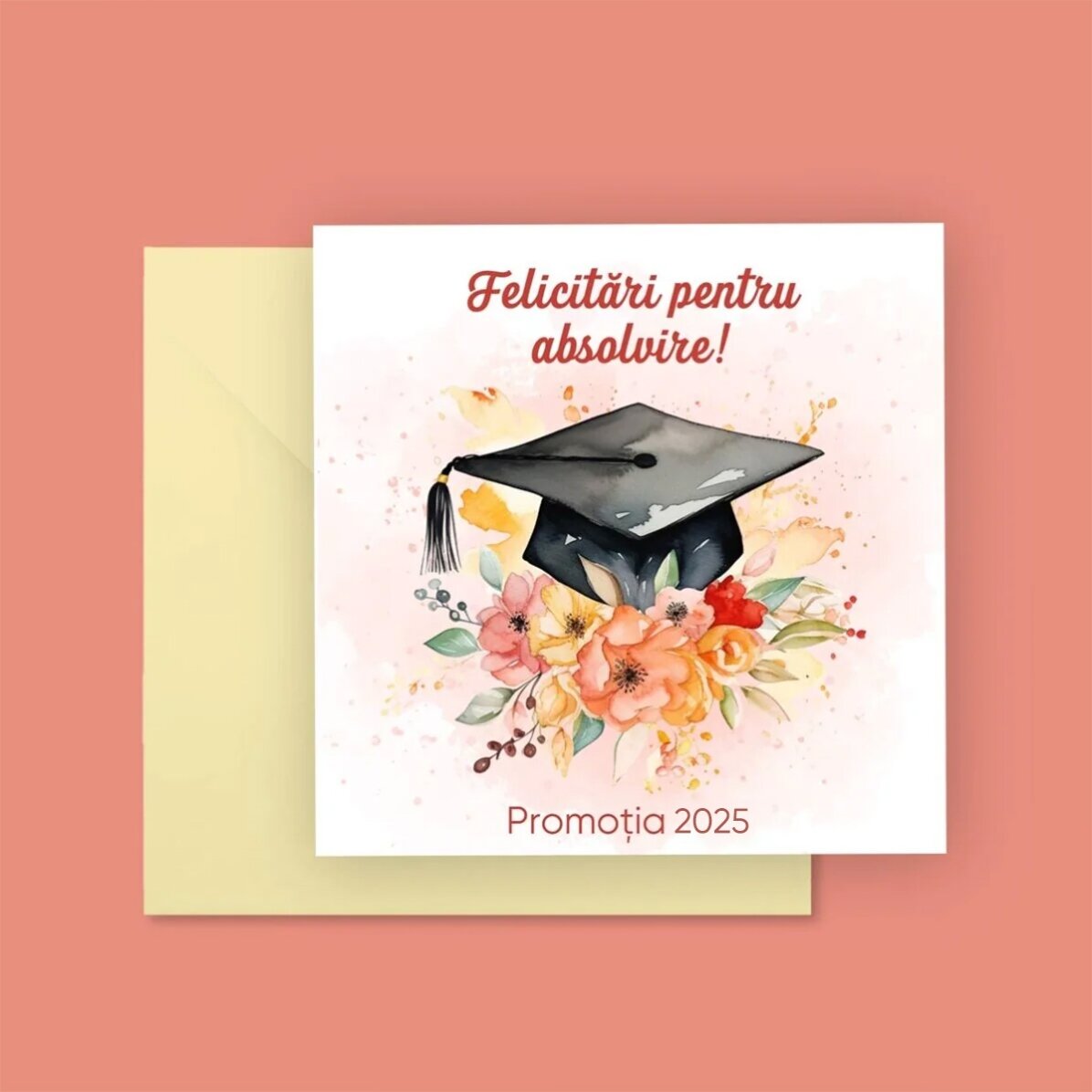 Card pătrat personalizat cu text - Felicitări!