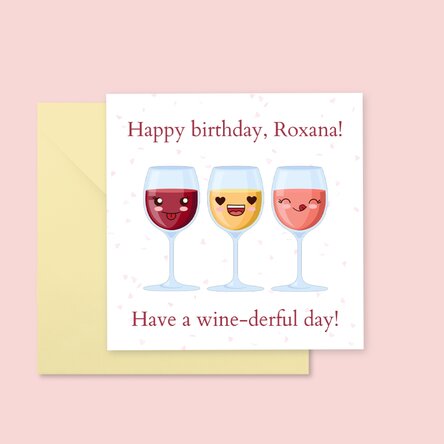 Card pătrat personalizat cu text - Wine-derful