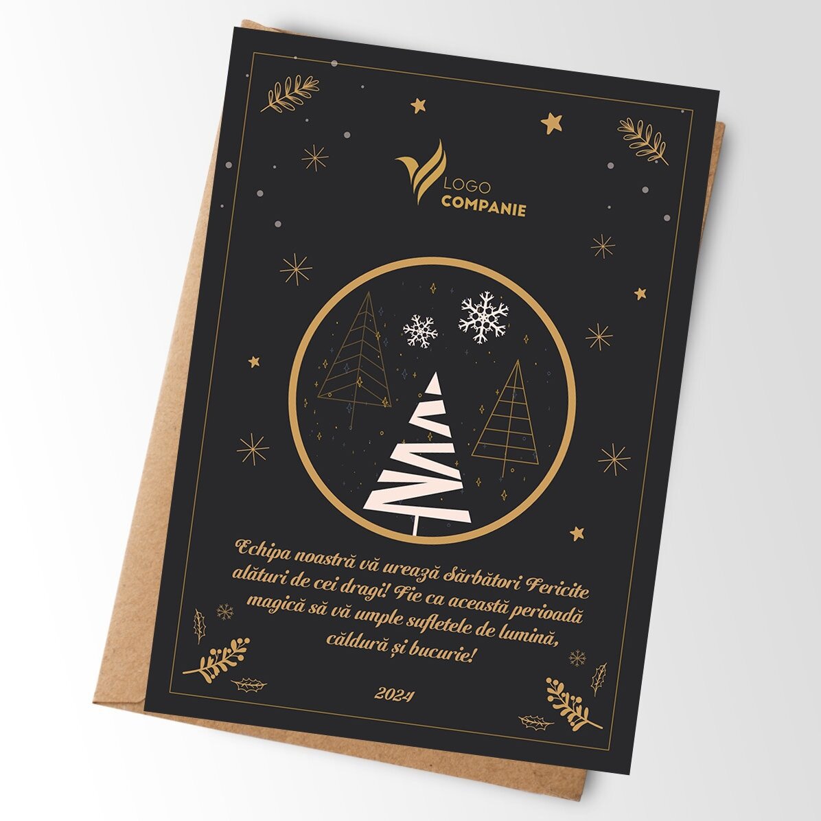 Card personalizat cu logo și text - Christmas
