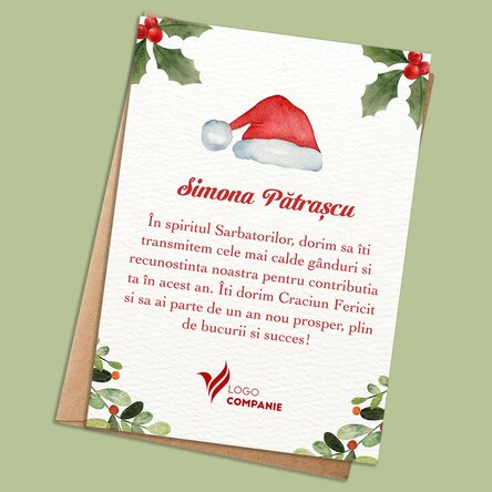 Card personalizat cu logo și text - Santa