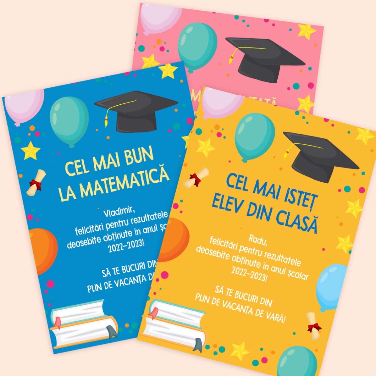Card personalizat cu mesaj pentru copii - Sfârșit de an școlar