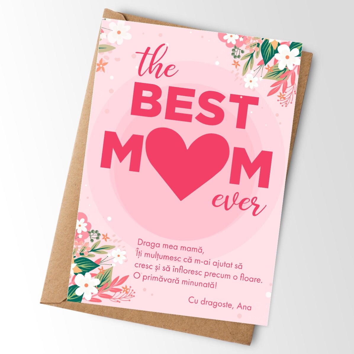 Card personalizat cu mesaj pentru mama - The best mom