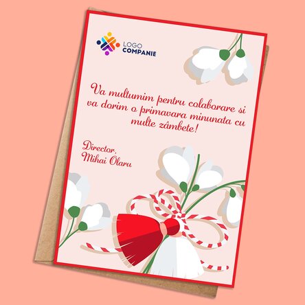 Card personalizat cu mesaj și logo - Primăvară