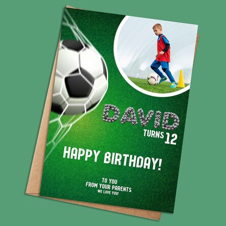 Card personalizat cu o poză și text - Football birthday