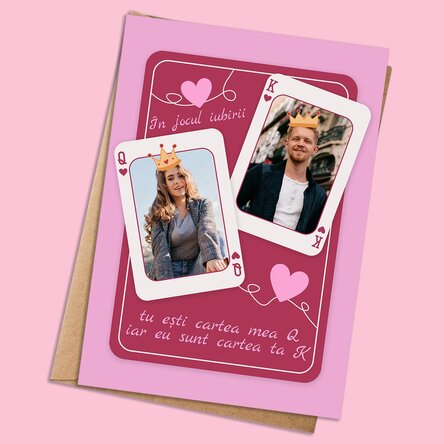 Card personalizat cu poze și text - Rege și regină