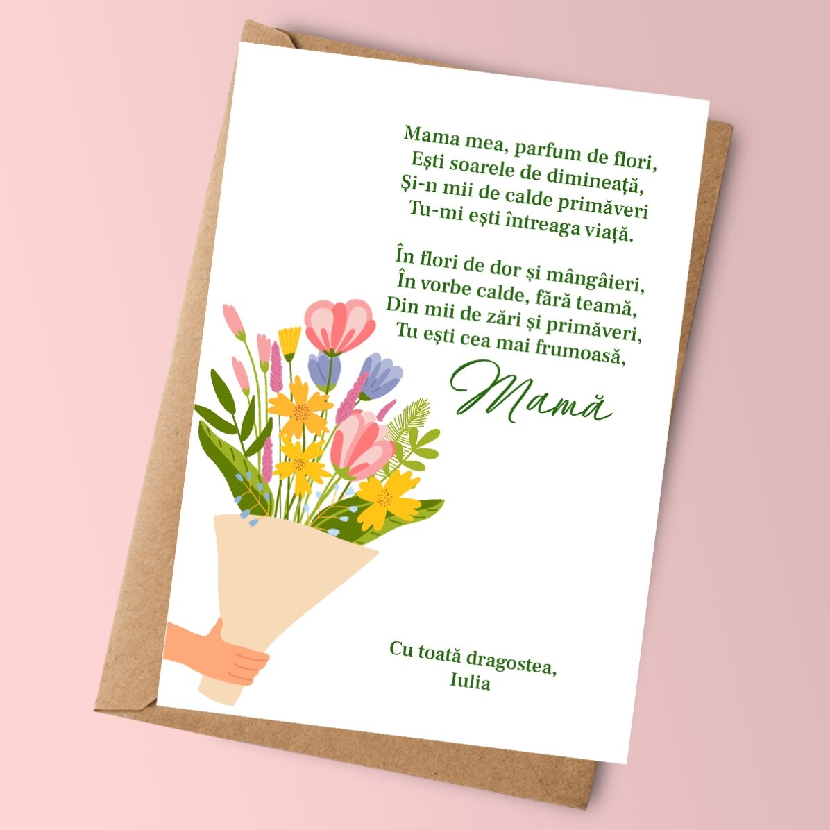 Card personalizat cu text - Poezie pentru mama
