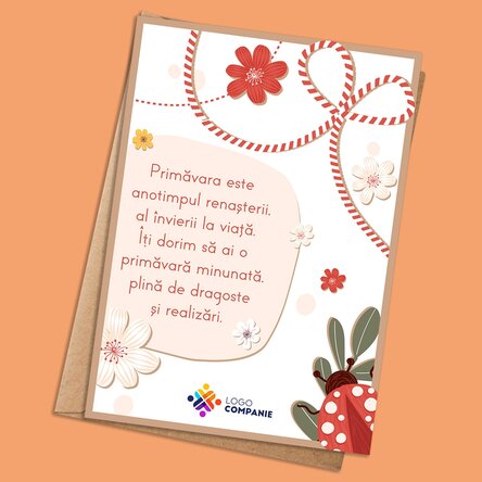 Card personalizat cu text și logo - Buburuză