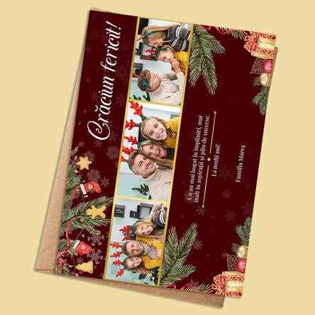 Card personalizat de Crăciun cu 3 poze și text - Cadou de familie