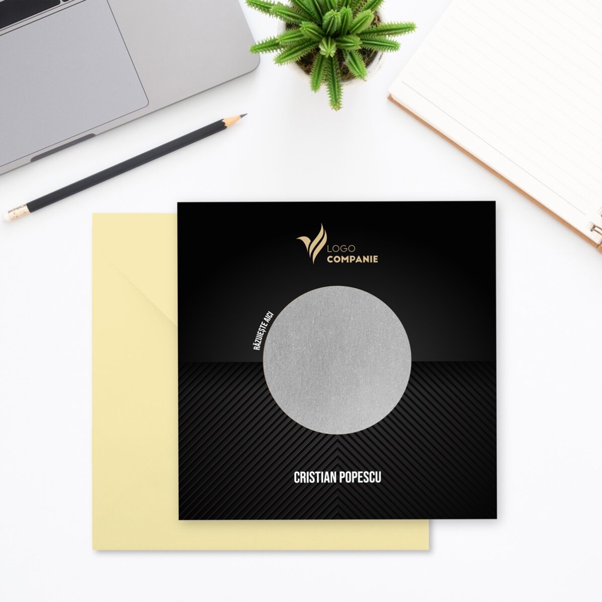 Card răzuibil personalizat cu logo și text - Welcome