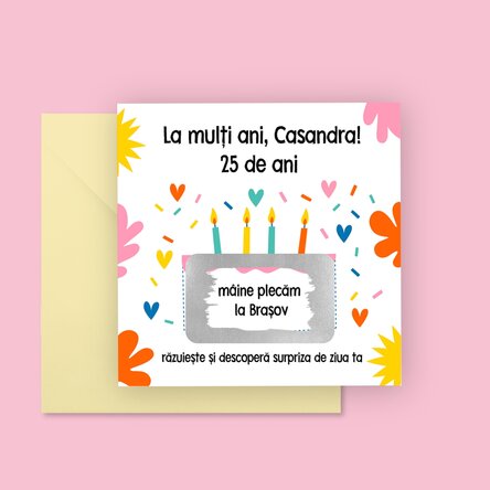 Card răzuibil personalizat cu mesaj - Aniversare