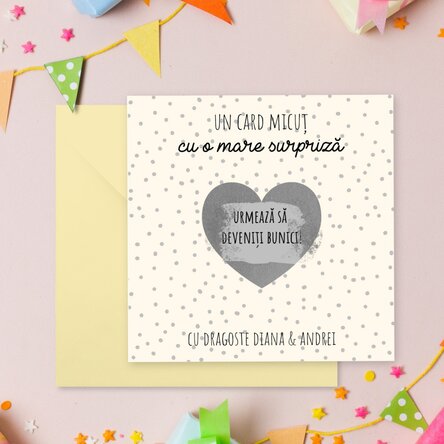 Card răzuibil personalizat cu mesaj - Anunț surpriză