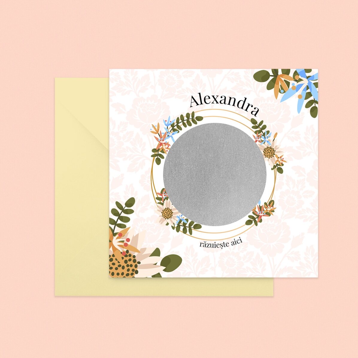 Card răzuibil personalizat cu mesaj - Flower proposal