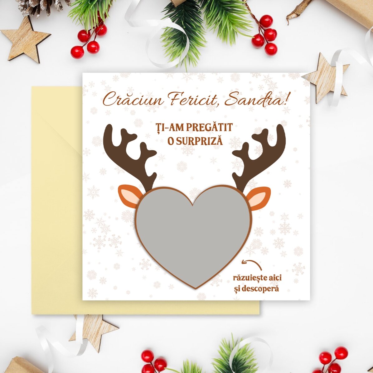 Card răzuibil personalizat cu mesaj - Ren