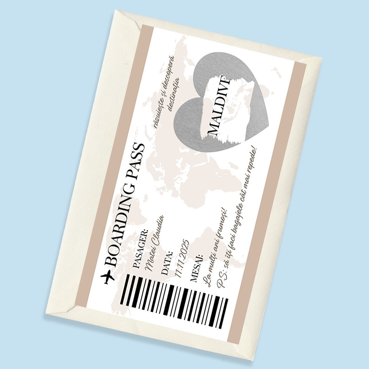 Personalised scratch card with text - Boarding pass