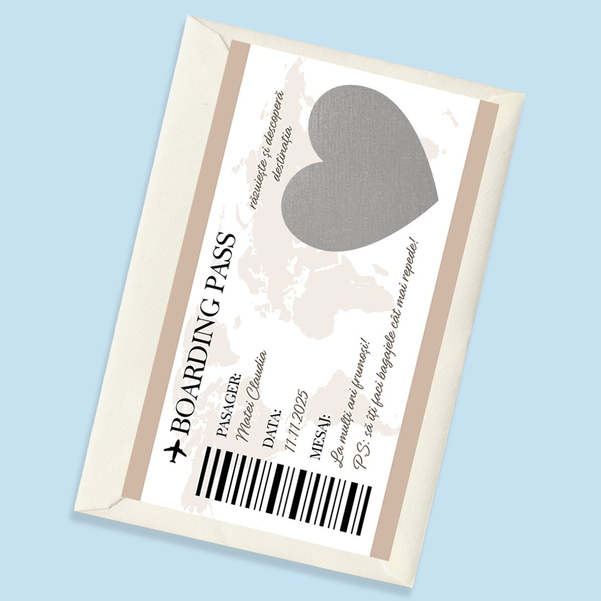 Personalised scratch card with text - Boarding pass