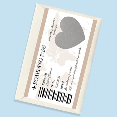 Card răzuibil personalizat cu text - Boarding pass