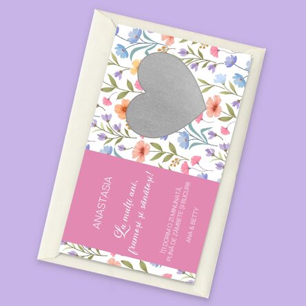 Card răzuibil personalizat cu text - Floral