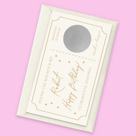 Card răzuibil personalizat cu text - Ticket