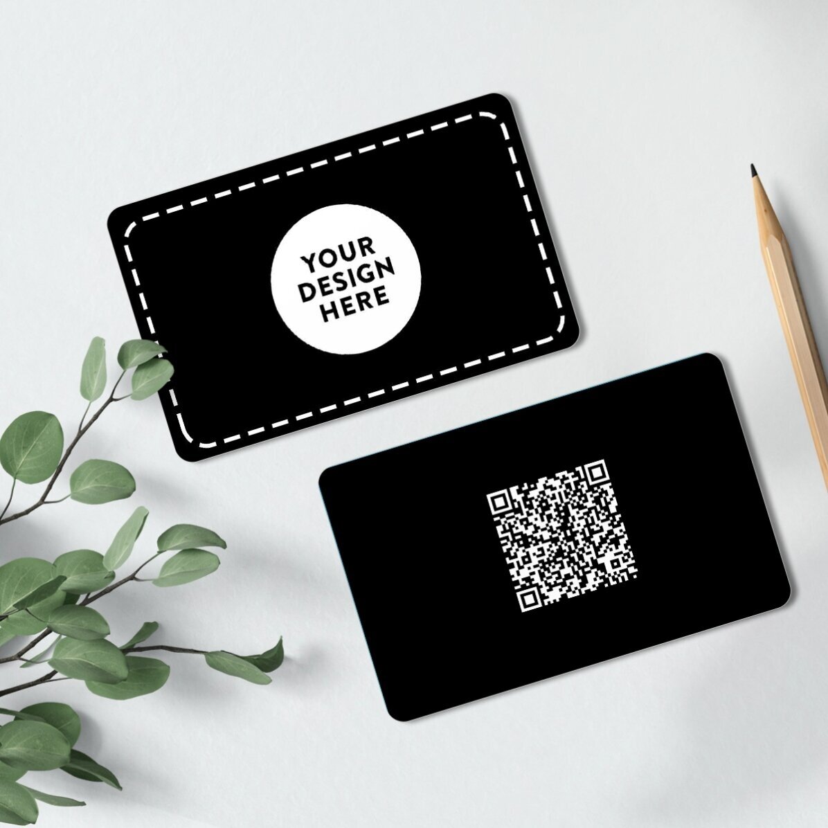 Carte de vizită aluminiu personalizată față-verso cu cod QR și grafica ta