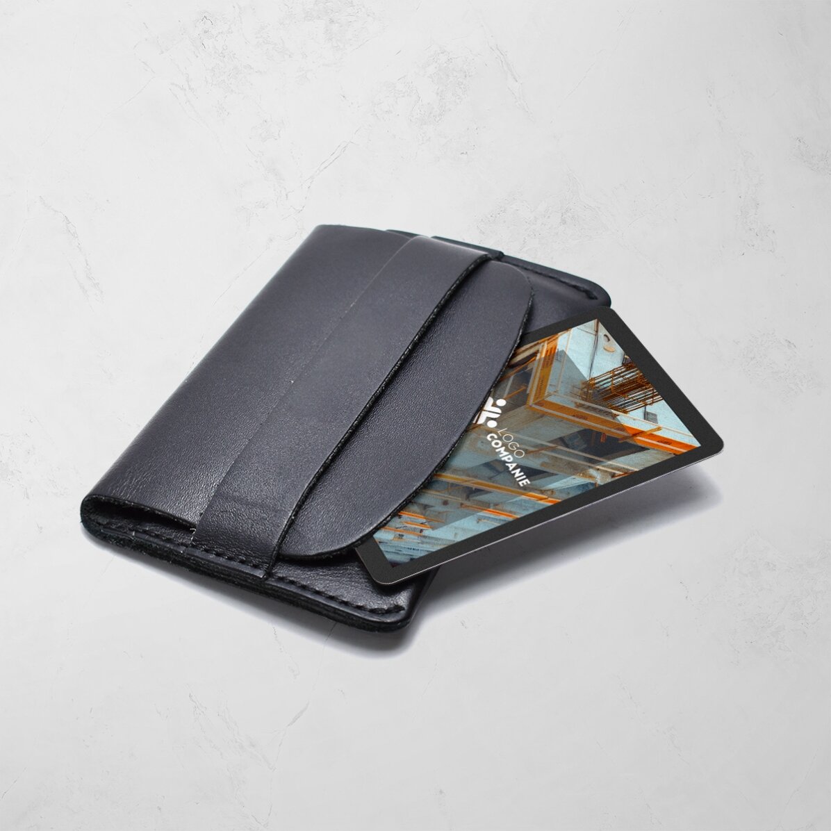 Carte de vizită aluminiu personalizată față-verso cu cod QR, text  și o fotografie