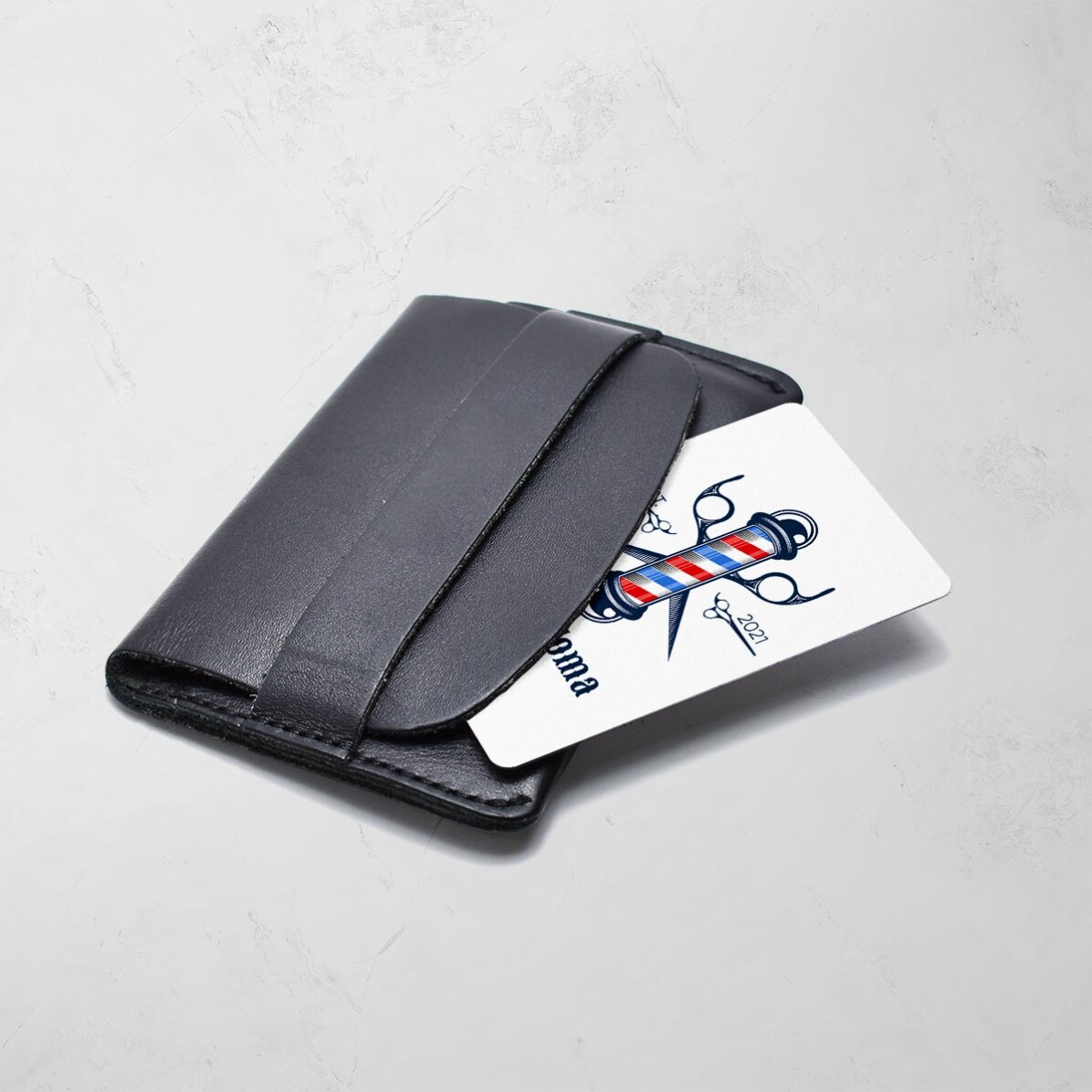 Carte de vizită aluminiu personalizată față-verso cu text - Barber Shop