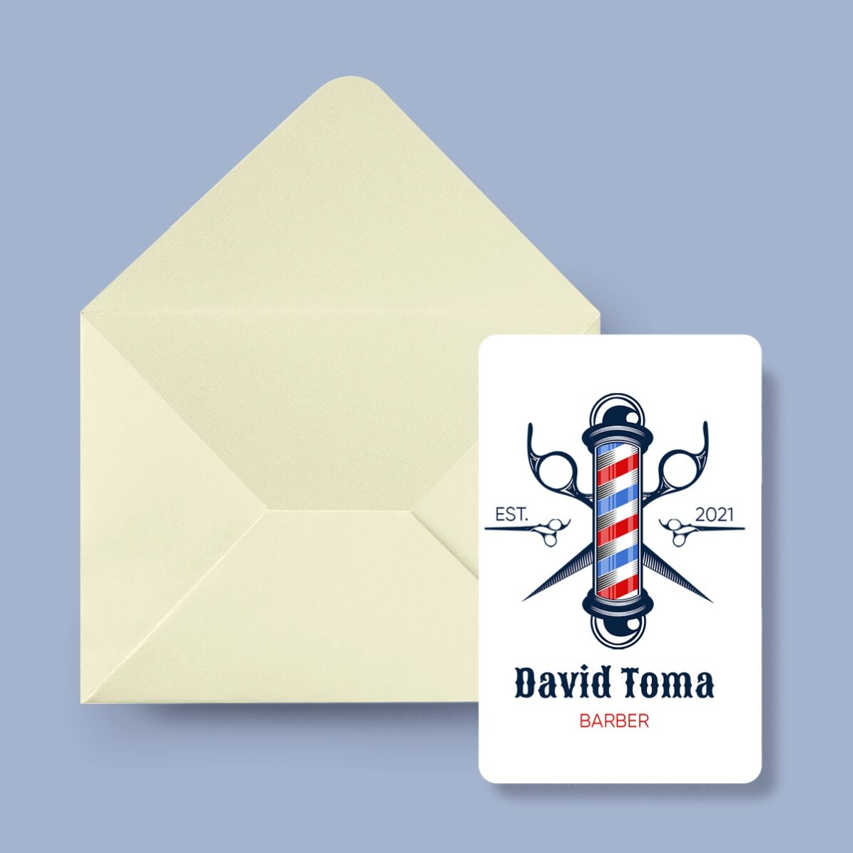 Carte de vizită aluminiu personalizată față-verso cu text - Barber Shop