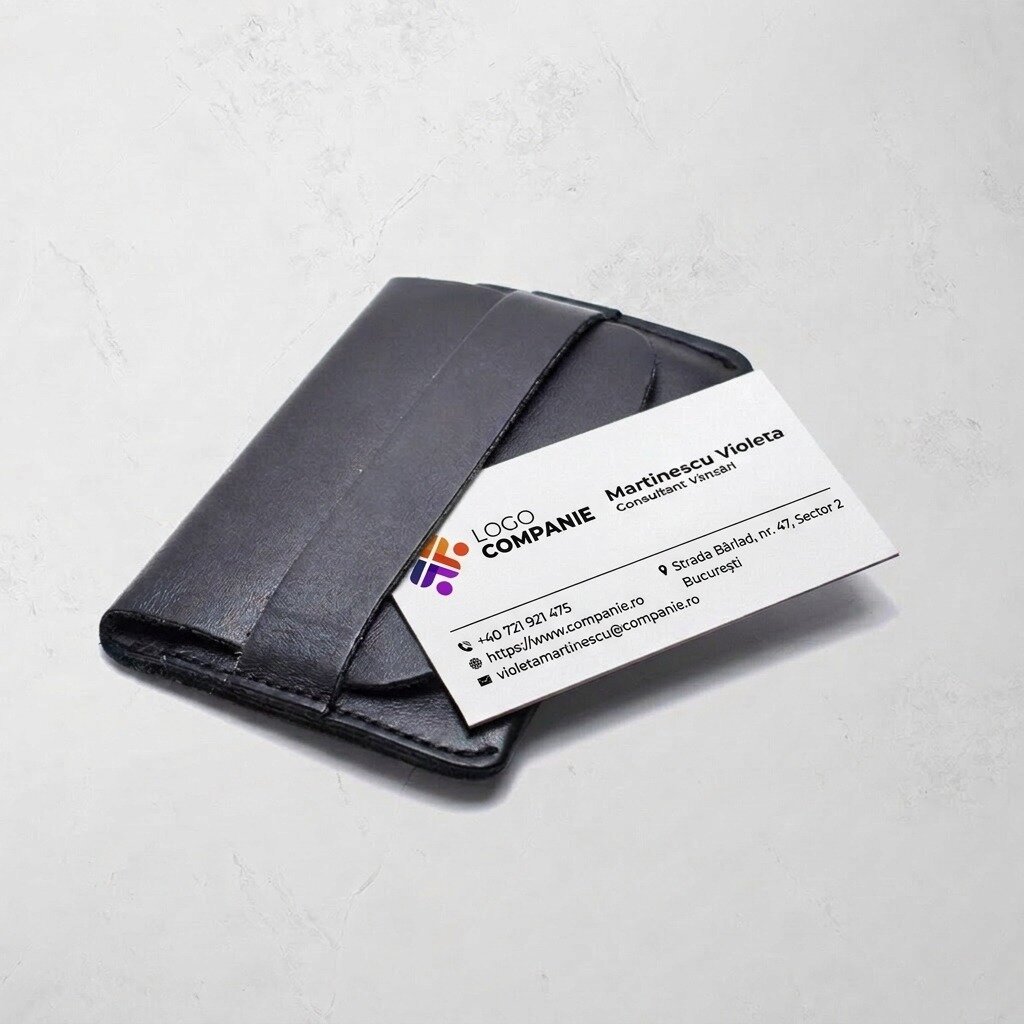 Cărți de vizită pe hârtie personalizate față-verso cu cod QR și date de contact