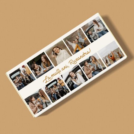 Ciocolată personalizată cu 10 poze și mesaj - La mulți ani!