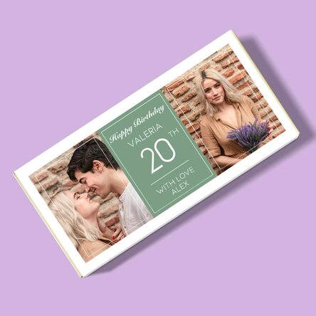 Ciocolată personalizată cu două poze și text - Zi de naștere 