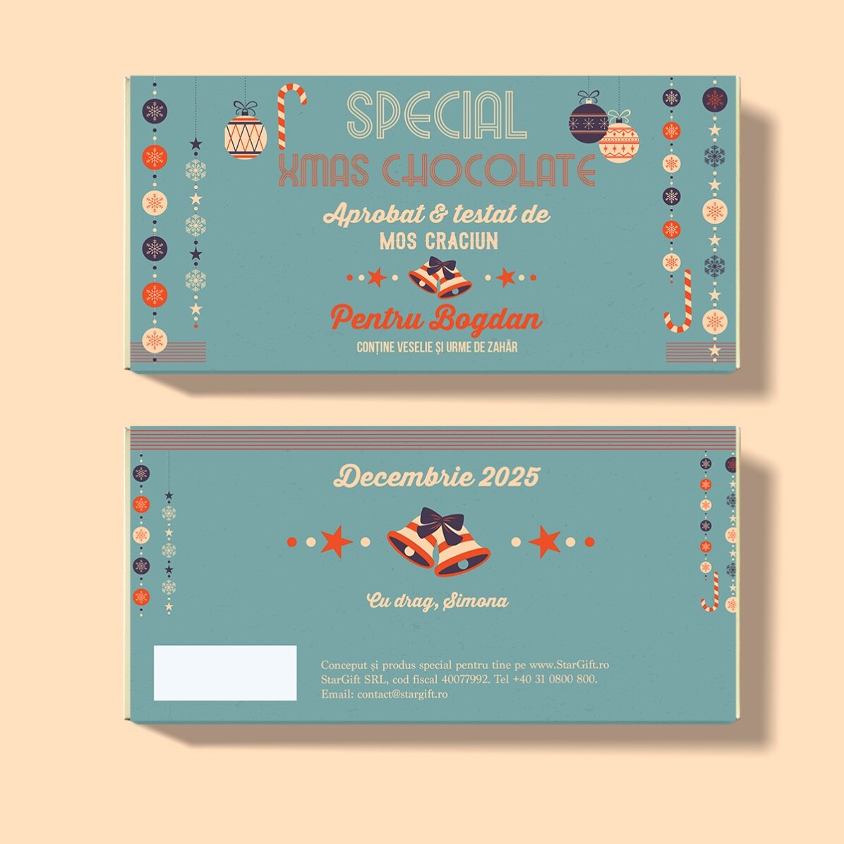 Ciocolată personalizată cu mesaj - Aprobată de Moș Crăciun