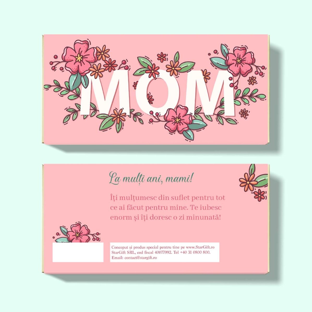 Ciocolată personalizată cu mesaj - Flori