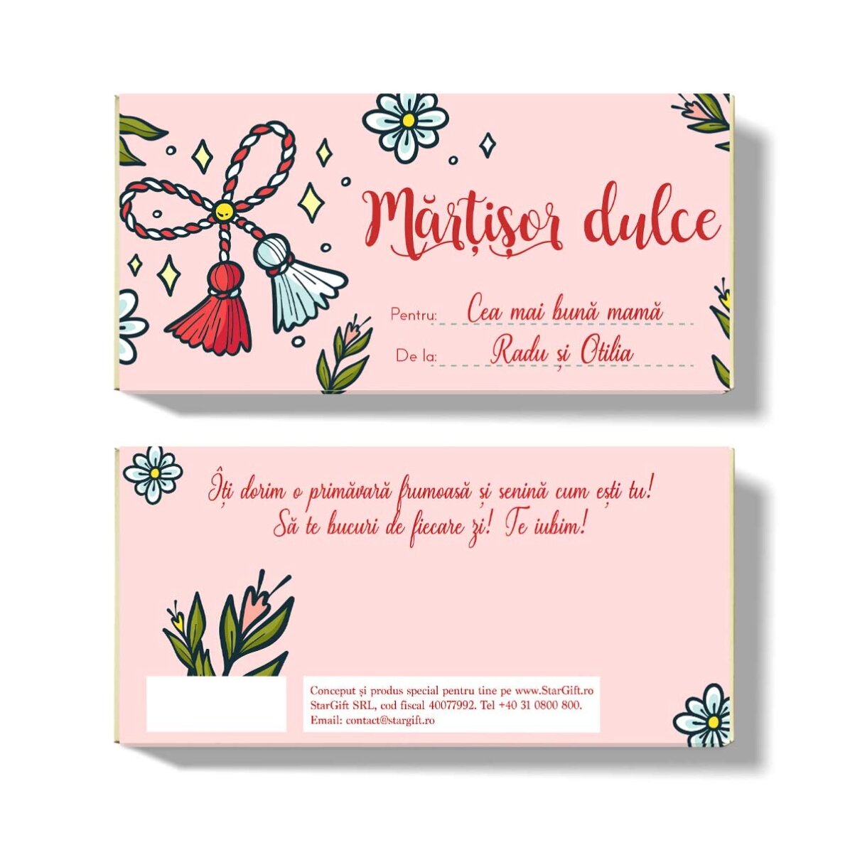 Ciocolată personalizată cu mesaj - Mărțișor dulce