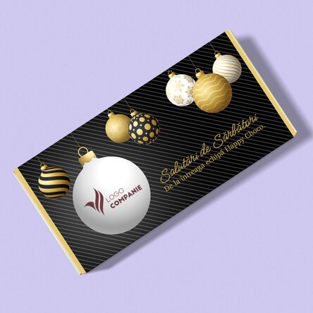 Ciocolată personalizată cu mesaj și logo - Salutări de Sărbători