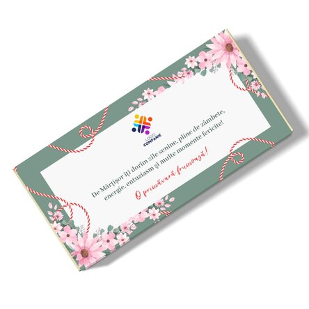 Ciocolată personalizată cu mesaj și logo - Mărțișor 
