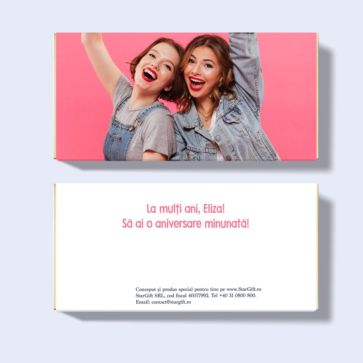 Ciocolată personalizată cu o poză landscape și text