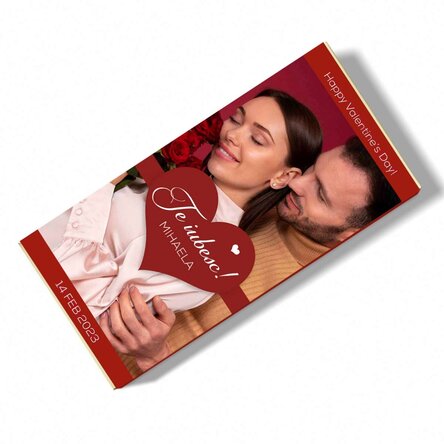 Ciocolată personalizată cu o poză și mesaj - Te iubesc