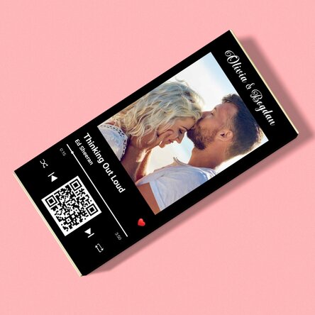 Ciocolată personalizată cu o poză, text și cod QR - Melodia noastră