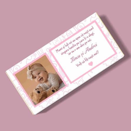 Ciocolată personalizată cu poză și mesaj - Cerere nași