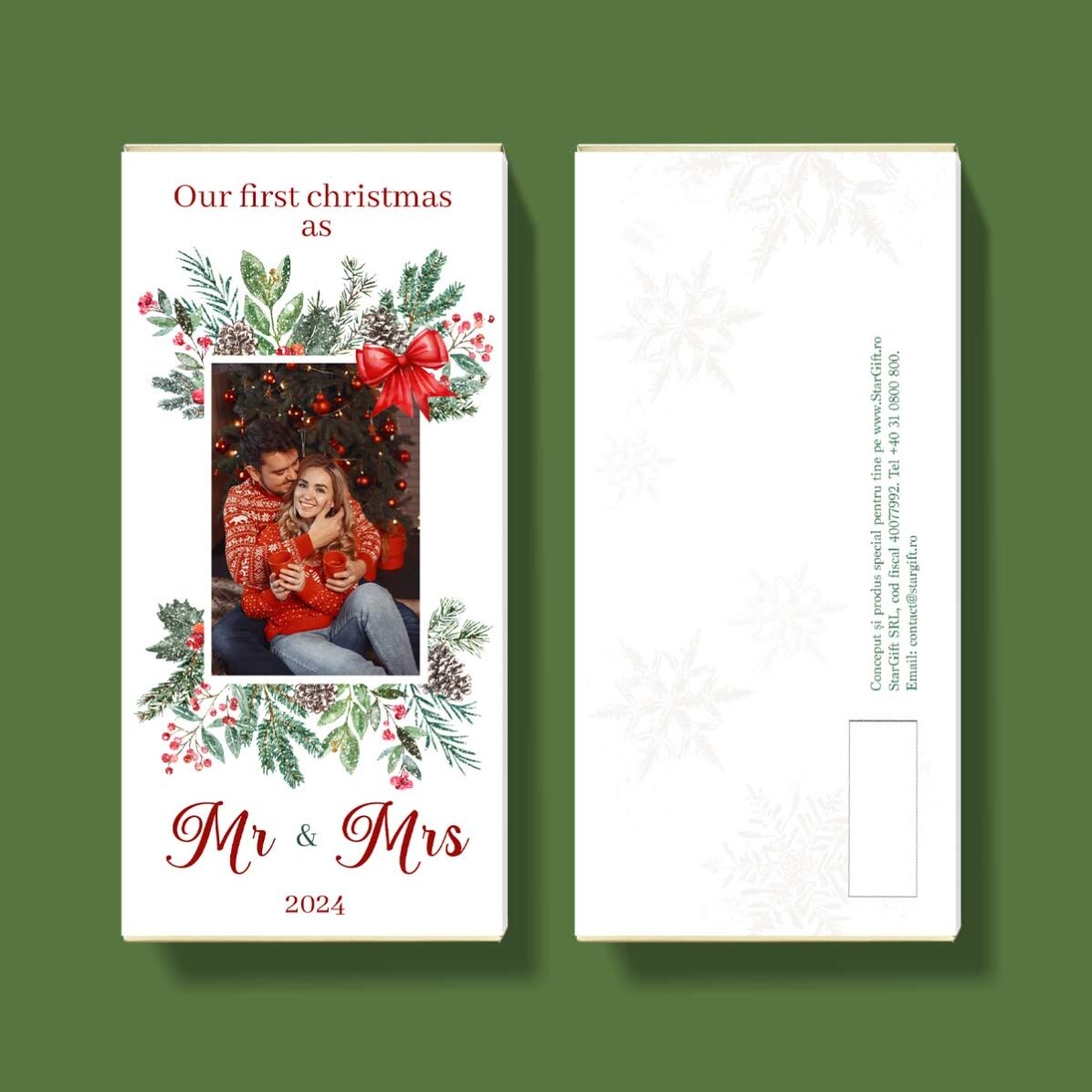 Ciocolată personalizată cu poză și mesaj  - Our first christmas