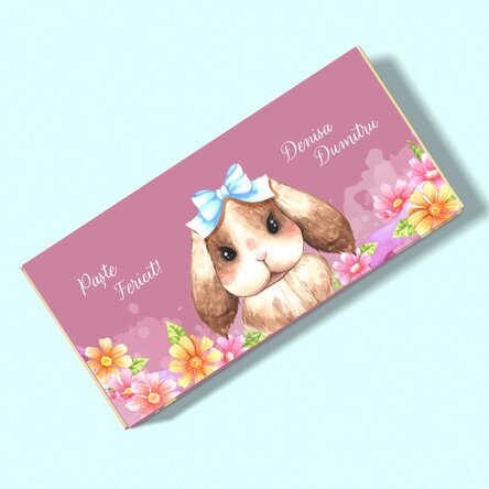 Ciocolată personalizată cu text  - Cute Bunny
