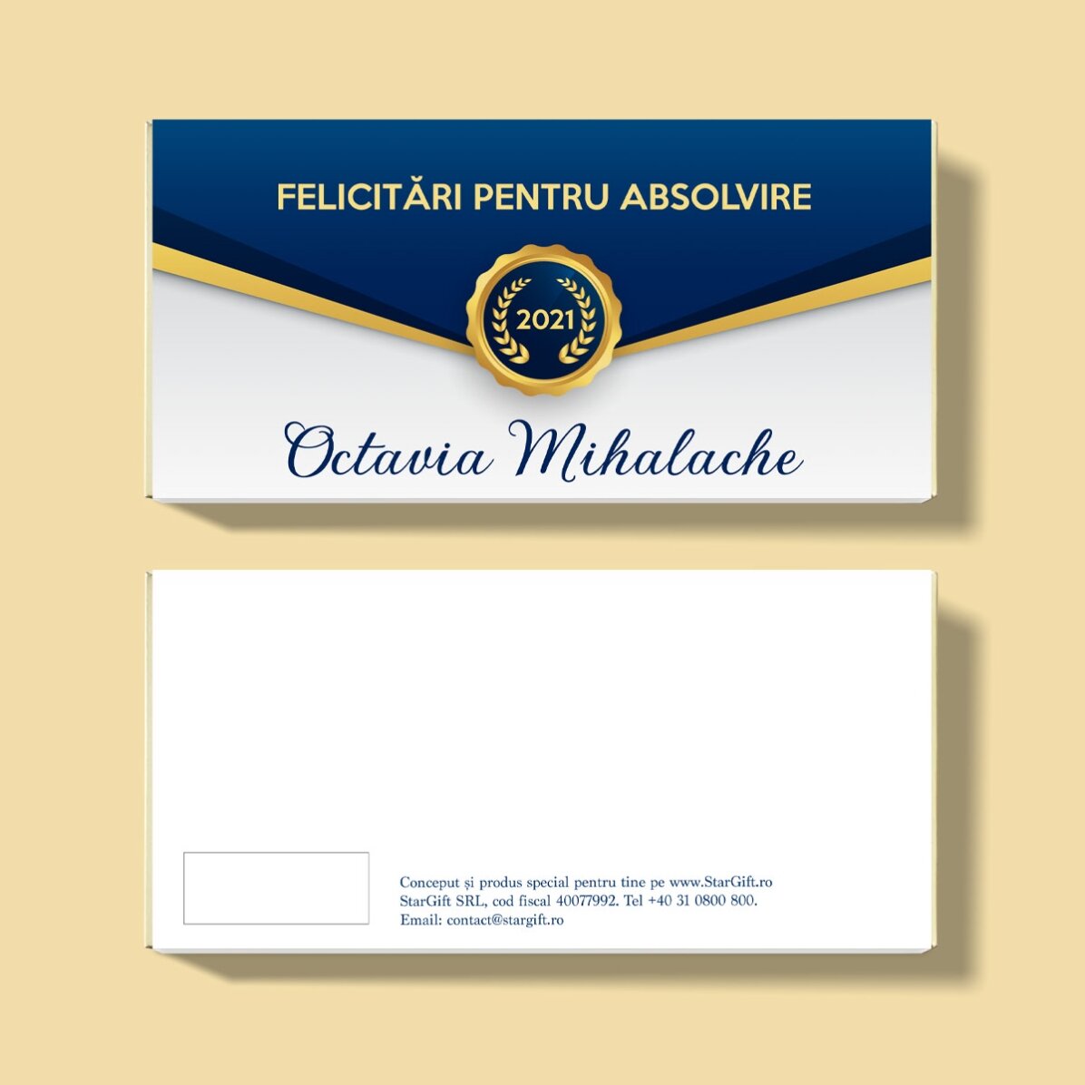 Ciocolată personalizată cu text - Felicitări pentru absolvire