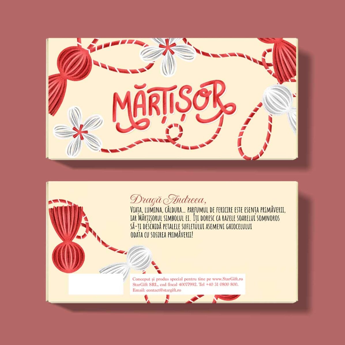 Ciocolată personalizată cu text - Mărțișor 