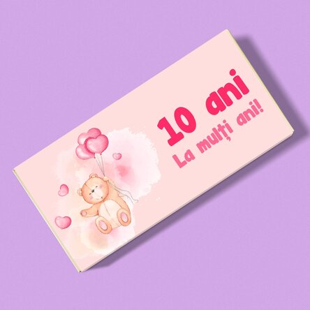 Ciocolată personalizată cu text pentru copii - Ursuleț
